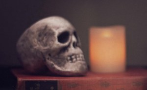 A skull and a candle.