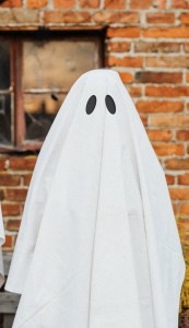 Someone dressed as a ghost.